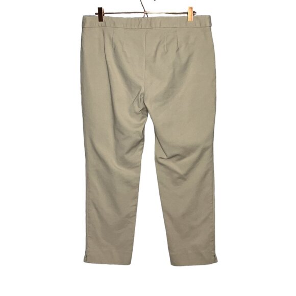 Talbots Petites 16 16P Khaki Hampshire Stretch Crop Ankle Cotton Blend Pants - Picture 2 of 4